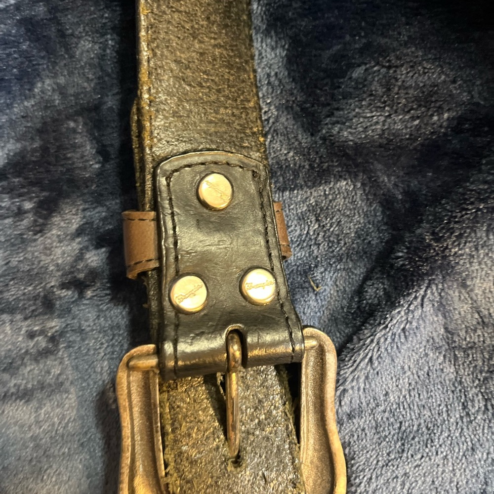 Wrangler Vintage Black Leather Embroidered Belt Silver Buckle 34” - Picture 3 of 5